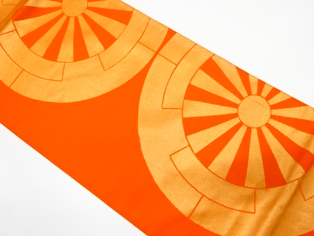 JAPANESE KIMONO / ANTIQUE FUKURO OBI / SILK / WOVEN WHEELS